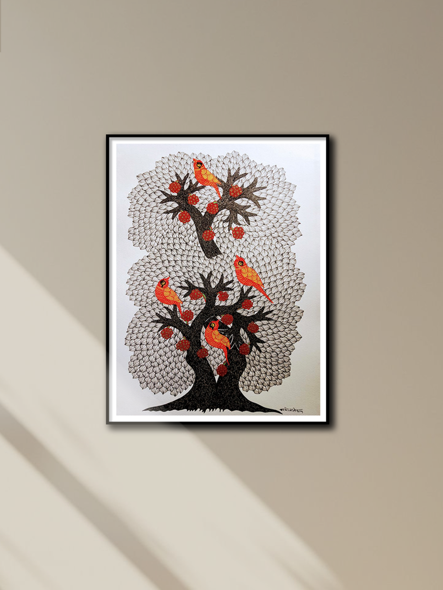 Shop Vibrant Birds in Gond art by Manoj Tekam