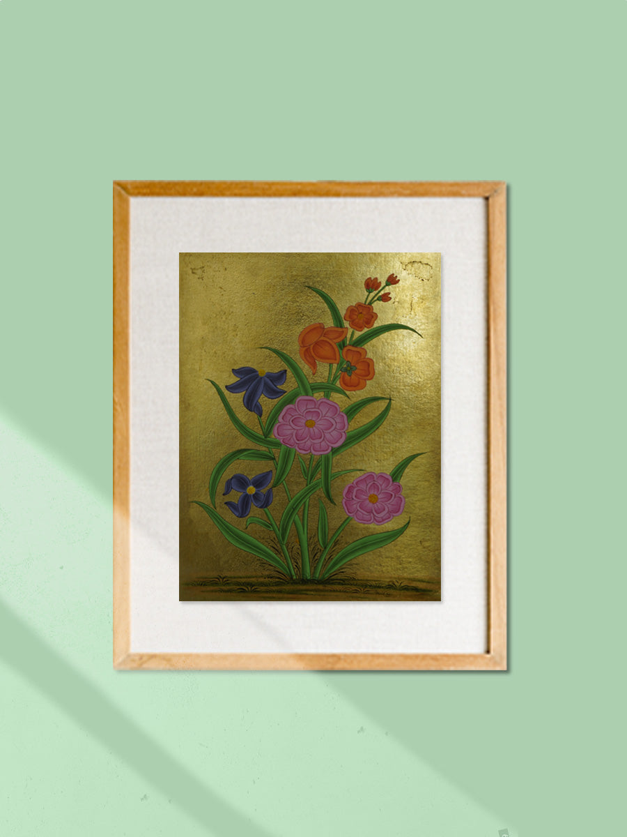 Shop Vibrant Flowers In Mughal Miniature by Mohan Prajapati