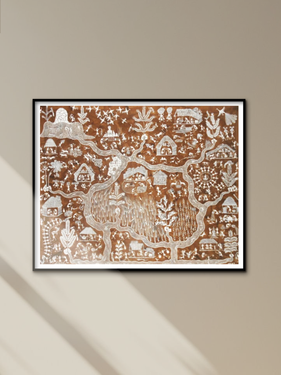 Village Life: Warli painting by Anil Wangad