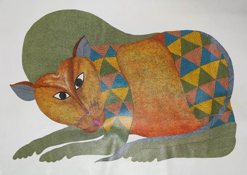 Tigers in Gond by Sukhiram Maravi