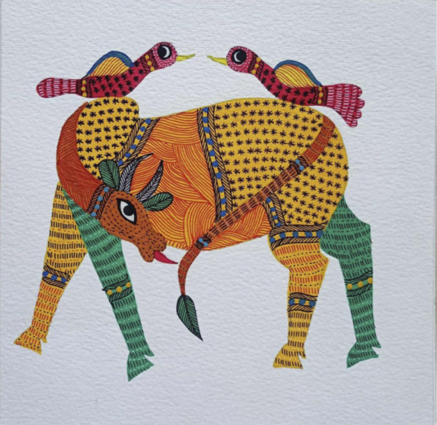 Whimsical Harmony: Vibrant wonder through Gond Art - Buy Now!