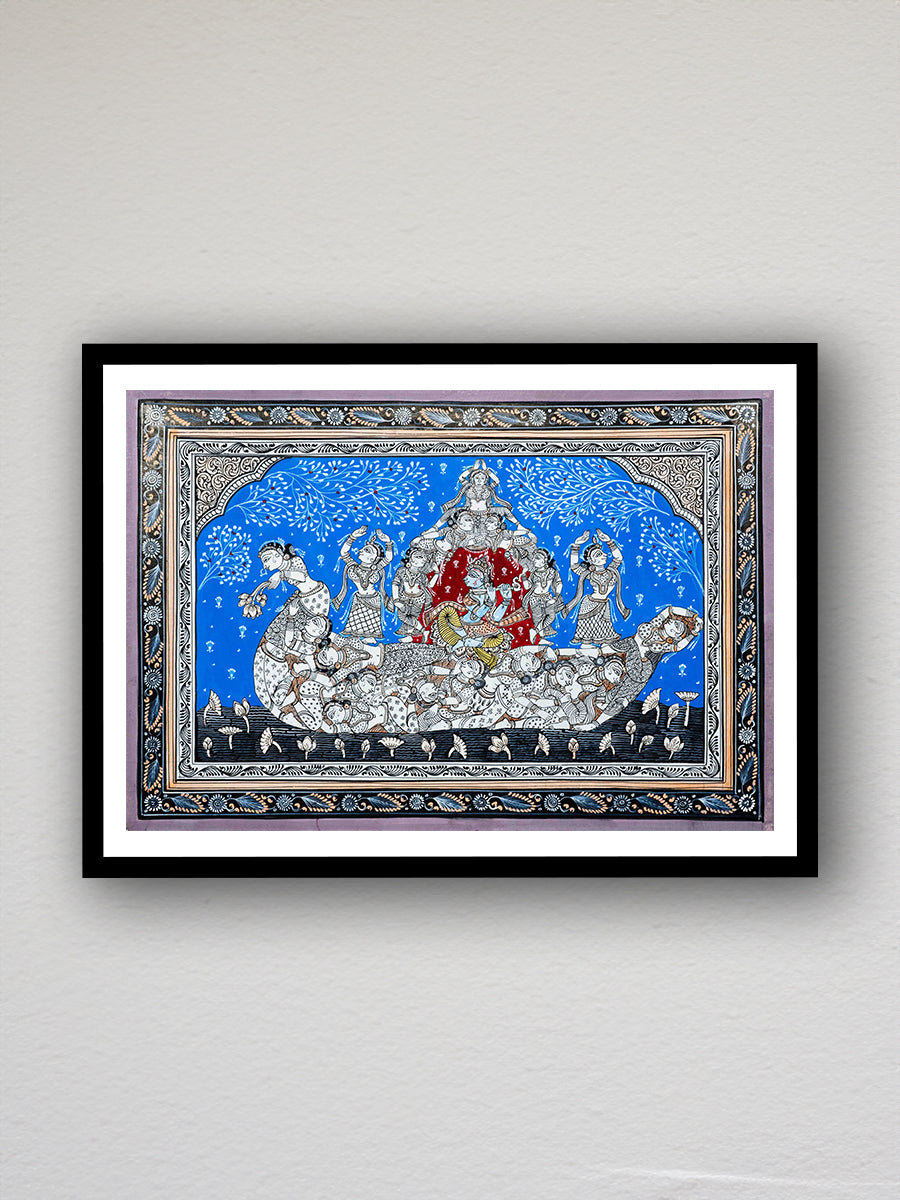 Purchase Whimsical Whirl: Sacred Oddyssey Pattachitra Painting on a canvas by Apindra Swain