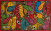 Whimsical birds in Santhal-Tribal Pattachitra by Manoranjan Chitrakar