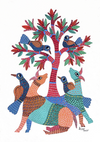 Order Whimsical portrait: Nature's symphony Gond artwork