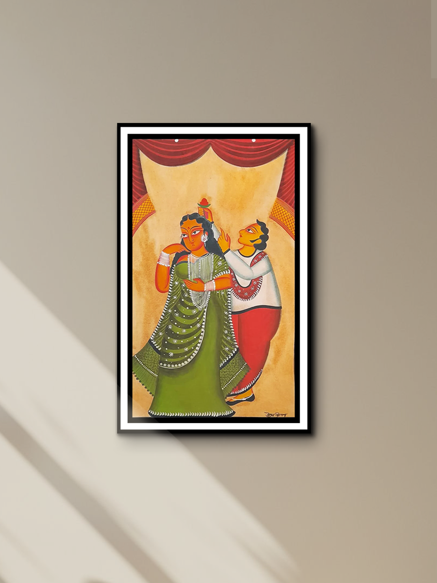 Whispers of Affection: A Kalighat Painting by Uttam Chitrakar