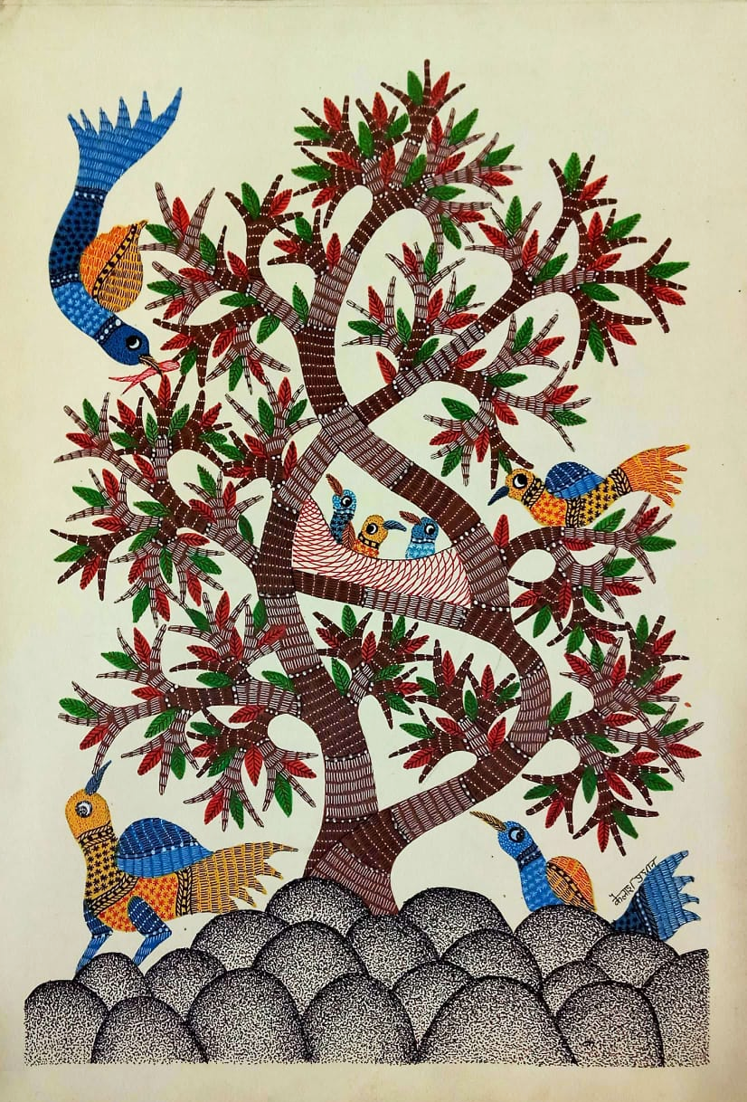 Buy Whispers of the Avian Community: Gond Art Visions