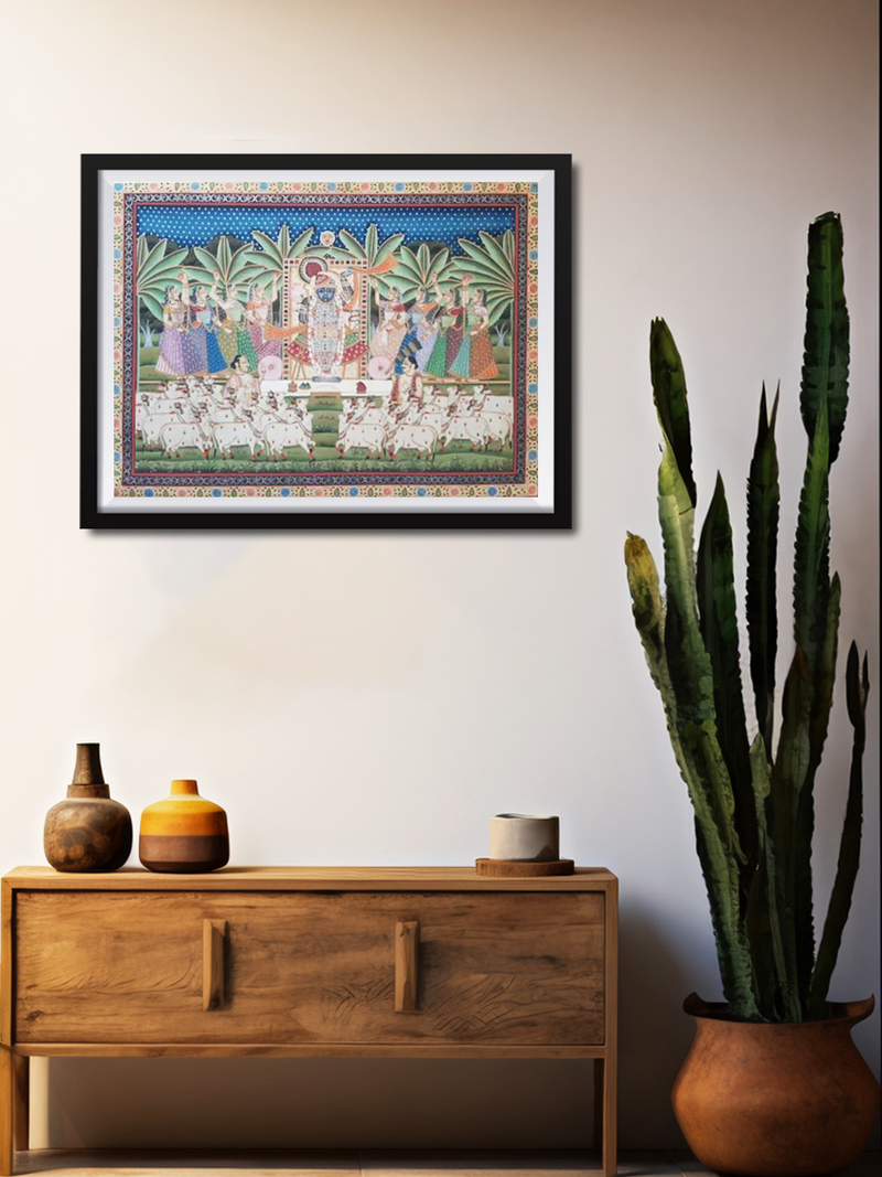 Buy Krishna and the gopis kishangarh painting by shehzaad ali sherani