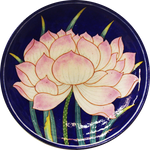 buy White Pink Lotus In Blue Pottery Plate by Shilp Guru Gopal Saini