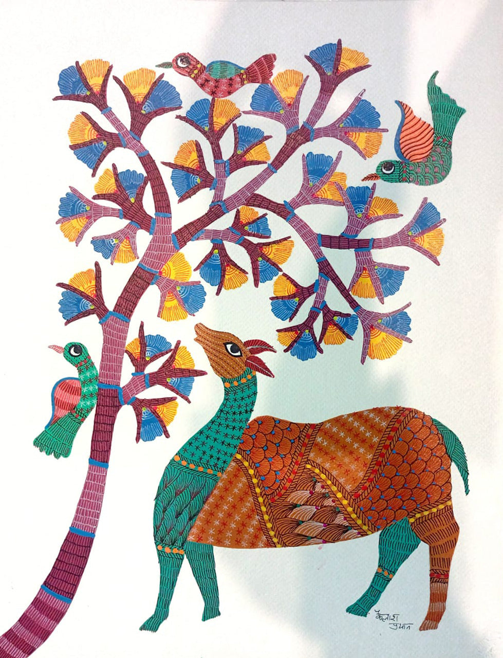 Buy Wild Whispers: Gond art by Kailash Pradhan 