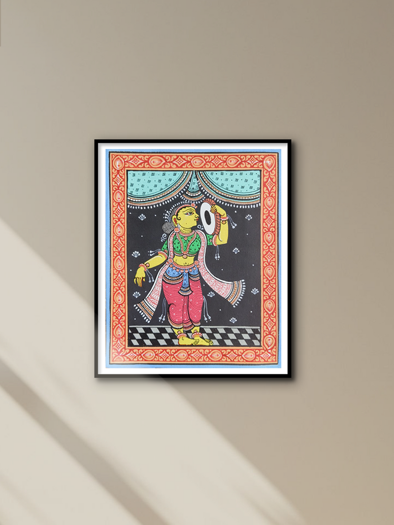 Shop Woman playing drum in Pattachitra by Apindra Swain