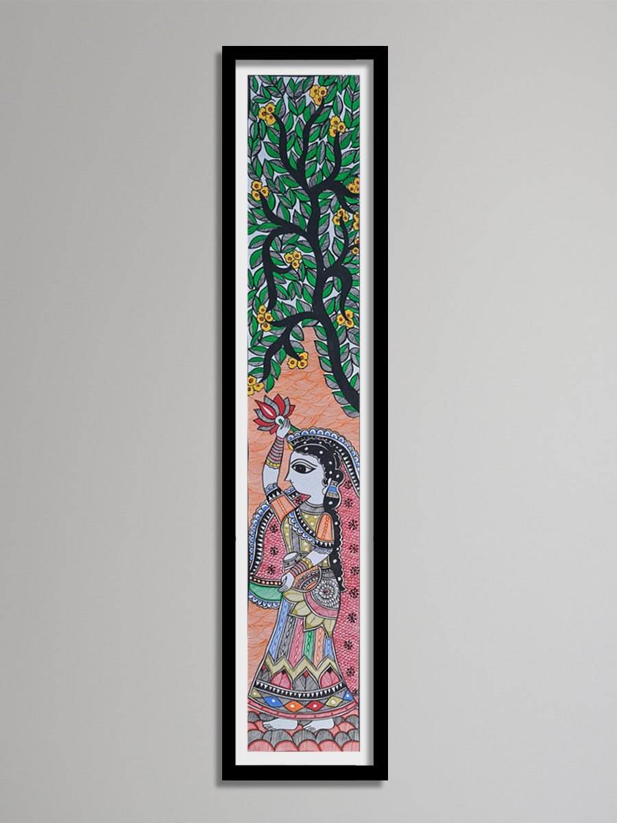 Woman under a tree with lotus and pot: Madhubani by Vibhuti Nath