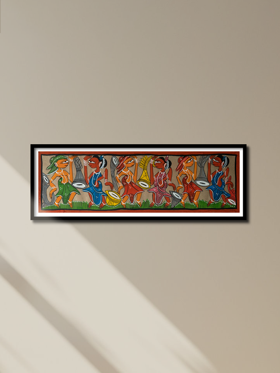 Women engaged in cultural dance: Santhal-Tribal Pattachitra by Manoranjan Chitrakar