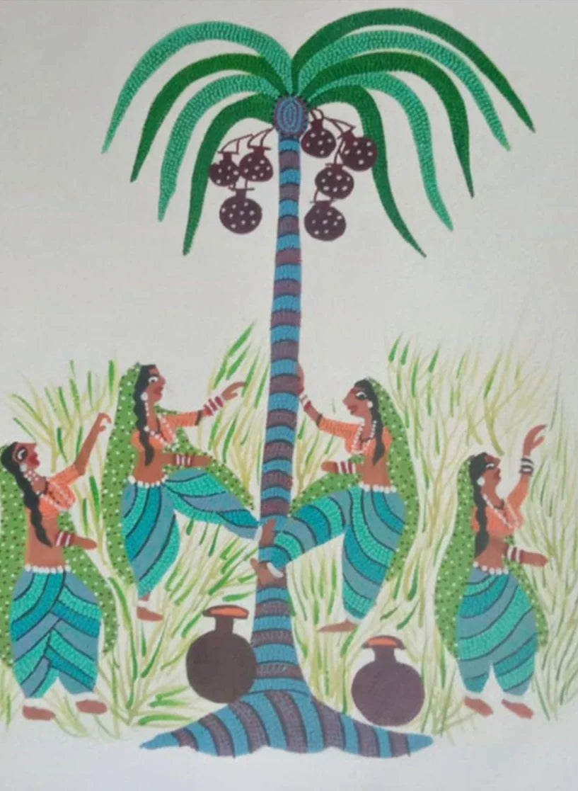 Buy Women in Forest Bhil Painting by Geeta Bariya