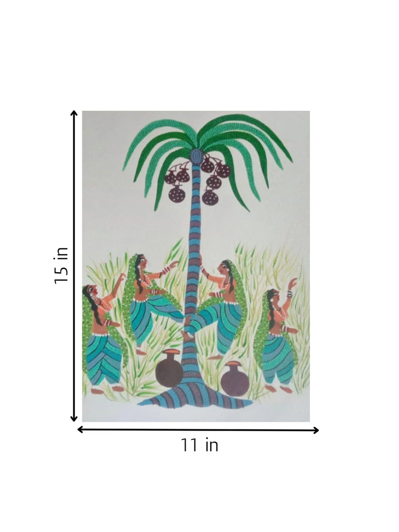 Women in Forest Bhil Painting for sale