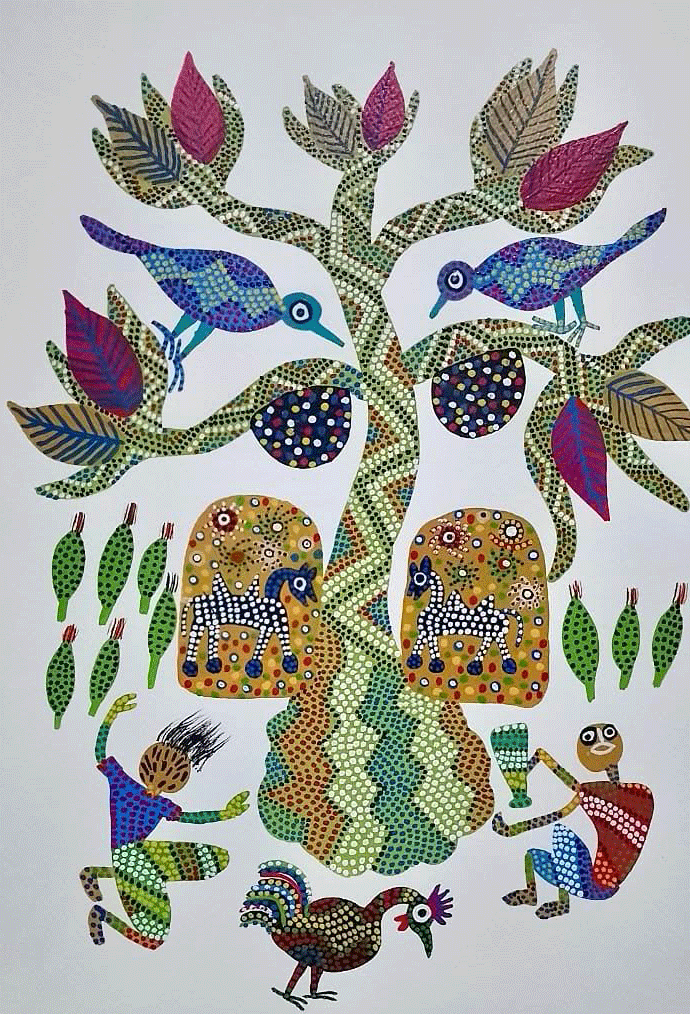 Buy Tree of life in Bhil community Bhil art by Shersingh Bhabor