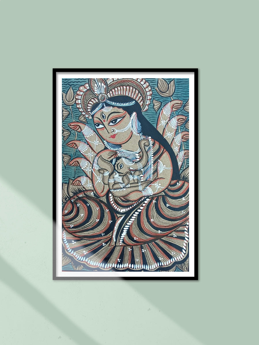Shop Lord Ganesha with Maa Durga  in Bengal Pattachitra by Manoranjan Chitrakar