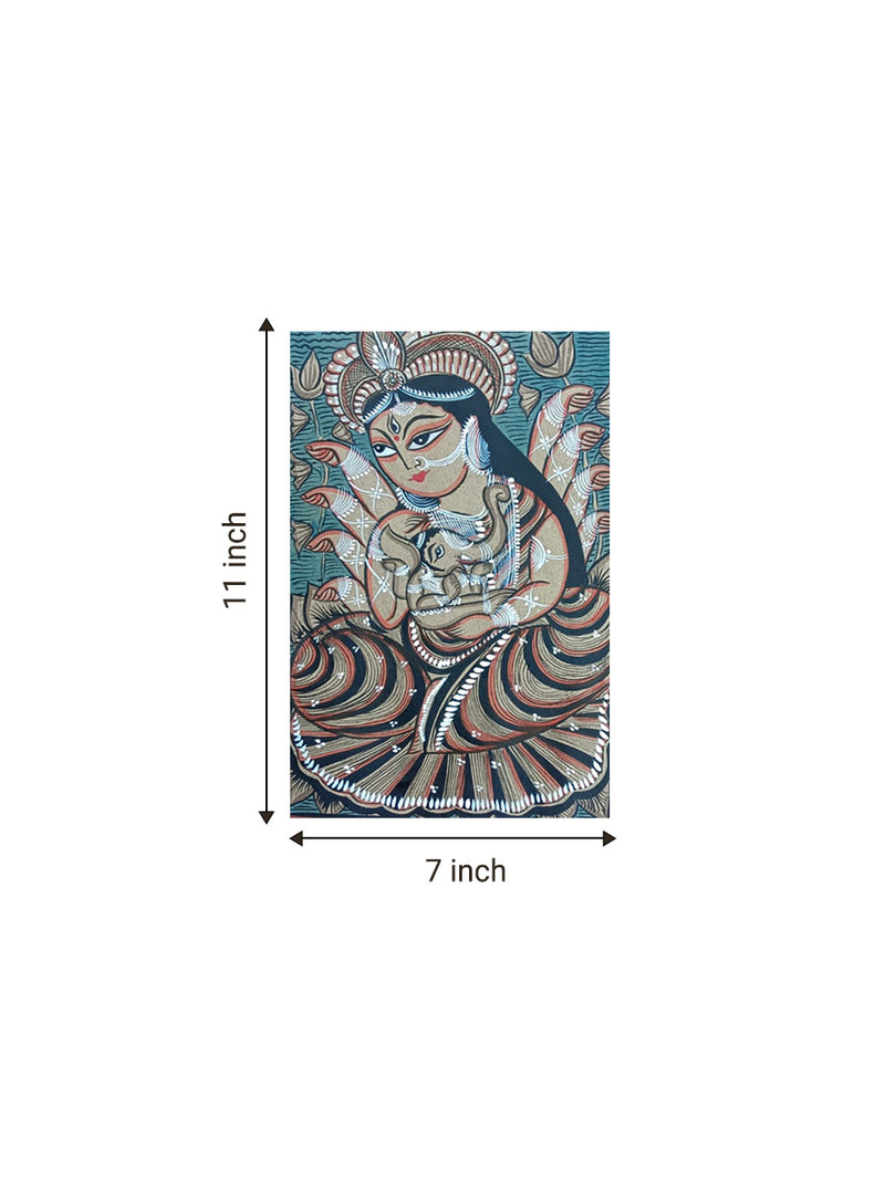 Lord Ganesha with Maa Durga  in Bengal Pattachitra for sale