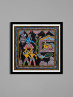 krishna leela scene in Tikuli painting by Ashok Kumar for Sale