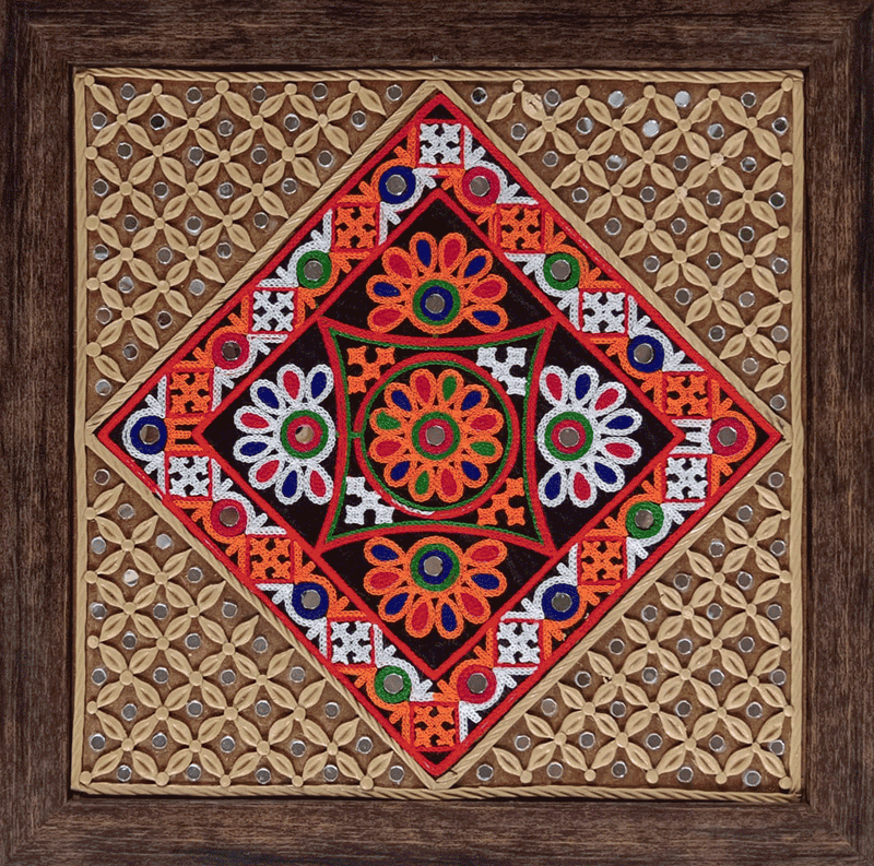 Buy Wall Panel with Embroidery in Lippan by Nalemitha