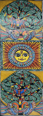 Buy Tree and sun In Madhubani By Ambika Devi
