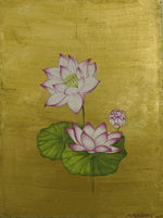 Buy Pink Lotus In Mughal Miniature by Mohan Prajapati