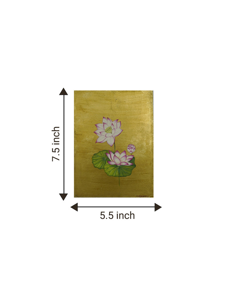 Pink Lotus In Mughal Miniature for sale