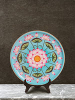 10" Teal Blue Lotus Chakra Pichwai Wall Décor Plate