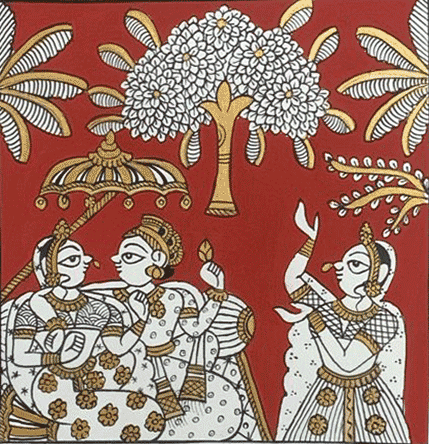 Buy Pabuji and Devnarayan under a parasol in Phad by Kalyan Joshi