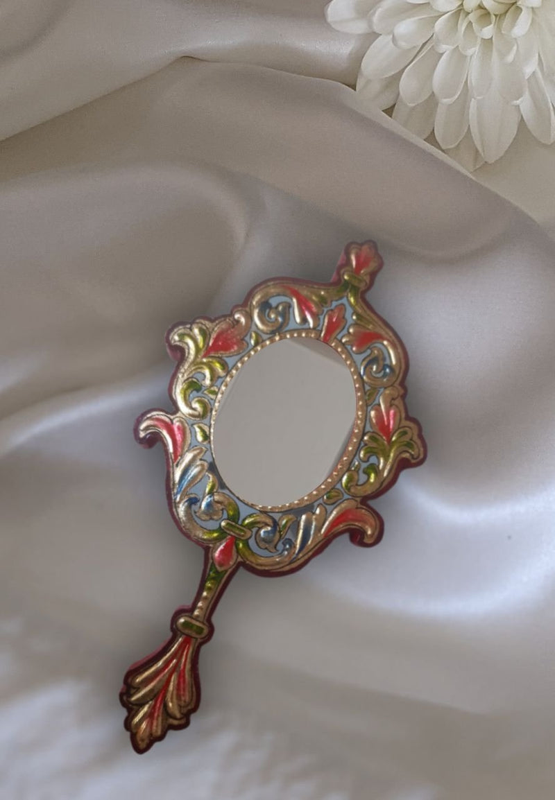 Hand Mirror : Sunahari Manovati or Gold Embossing Work From USTA KALA by Javed Hassan-