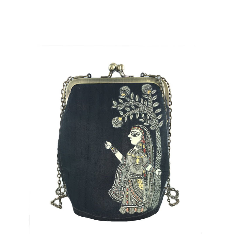 A STROLL THROUGH THE SPOKEN FOREST,BLACK SILK CLUTCH-