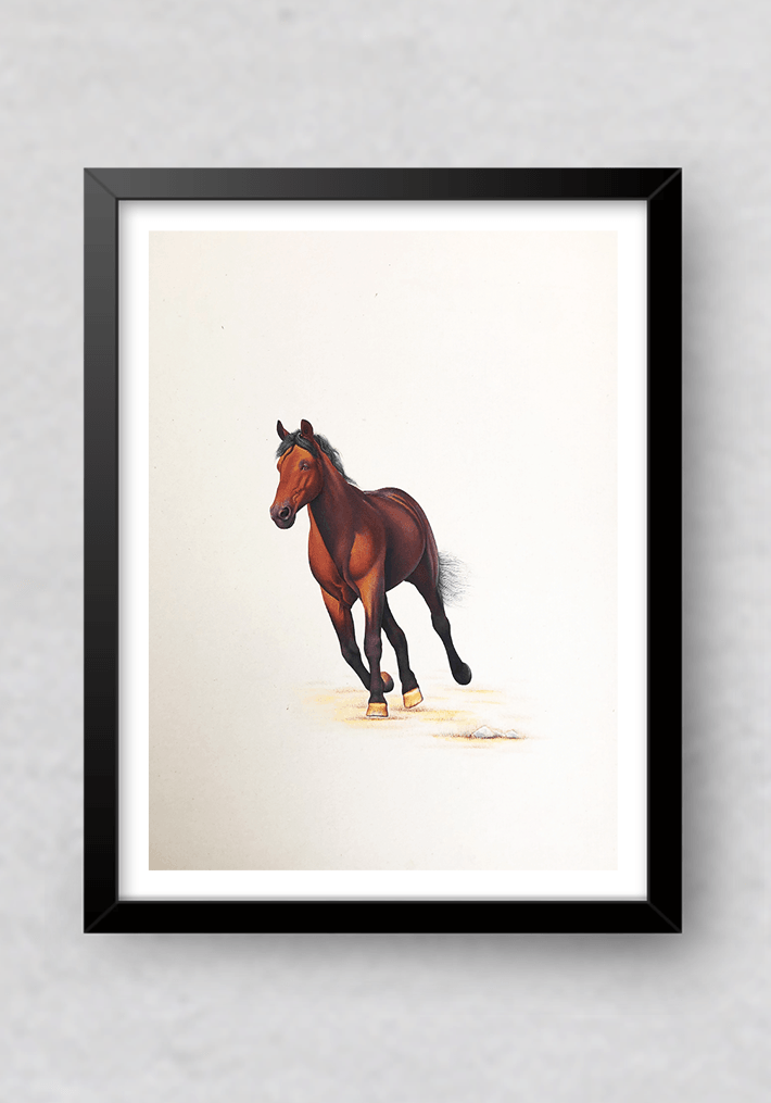 A Swift Horse in Miniature Painting by Mohan Prajapati