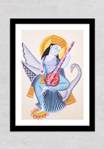 Saraswati Kalighat Painting by Hasir Chitrakar