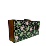 BE LIKE LOTUS , BLACK WOOD CLUTCH-