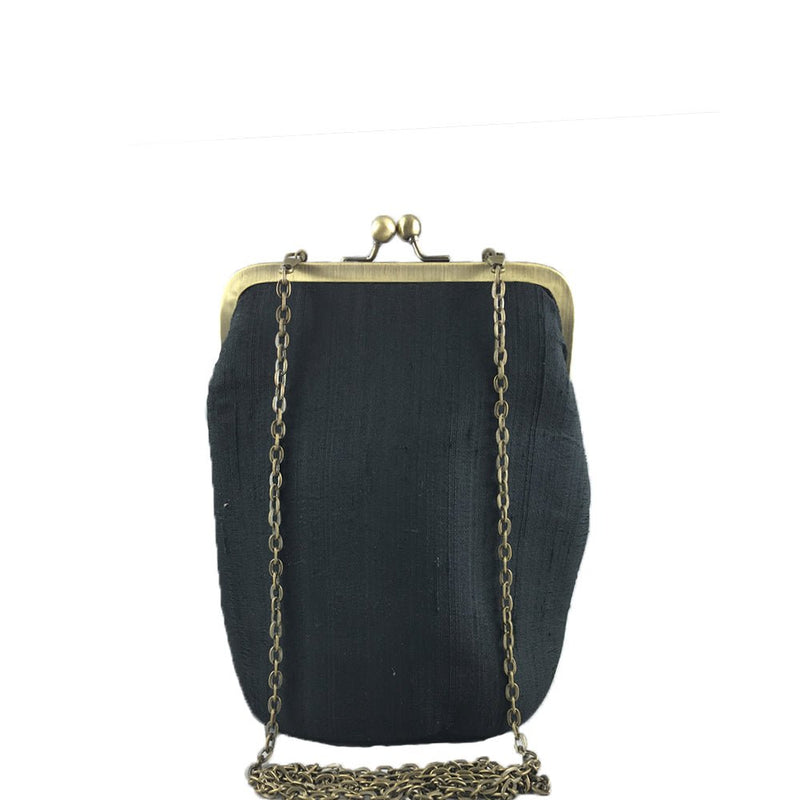 BE LIKE LOTUS, BLACK SILK CLUTCH-