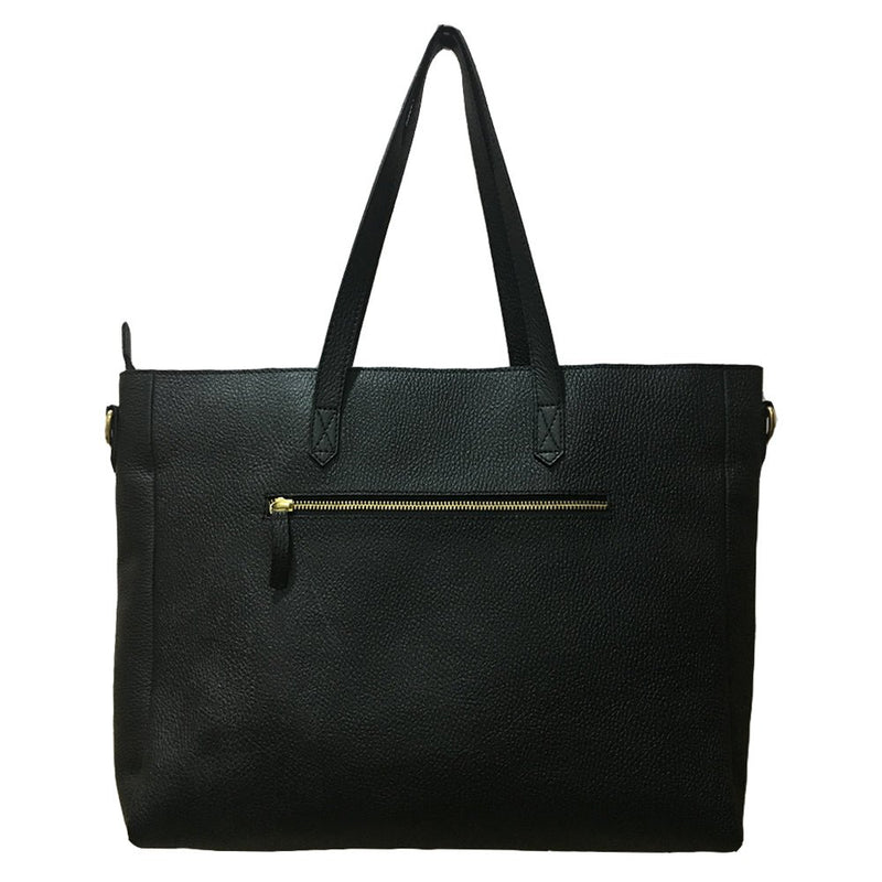 BIRDS OF A FEATHER, BLACK LEATHER TOTE BAG-LAPTOP BAG