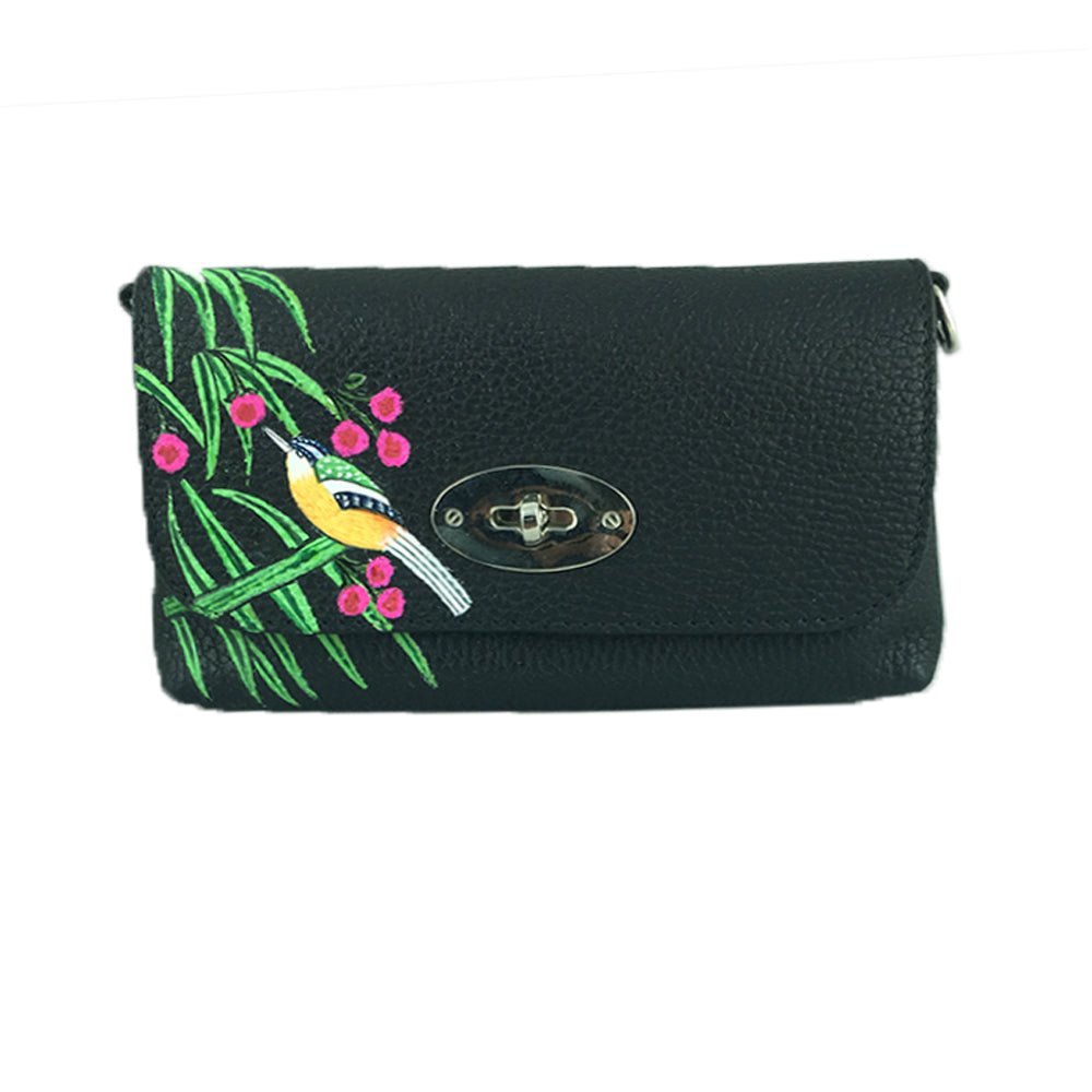 BIRDS OF A FEATHER, BLACK SADDLE BAG-