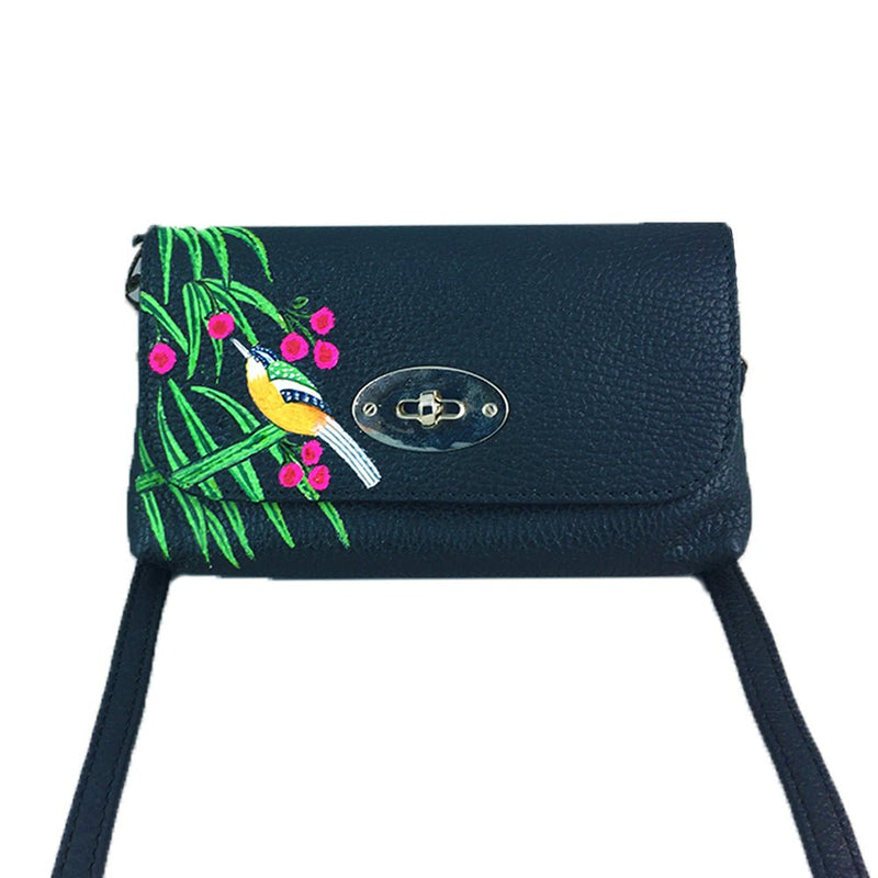 BIRDS OF A FEATHER, BLACK SADDLE BAG-