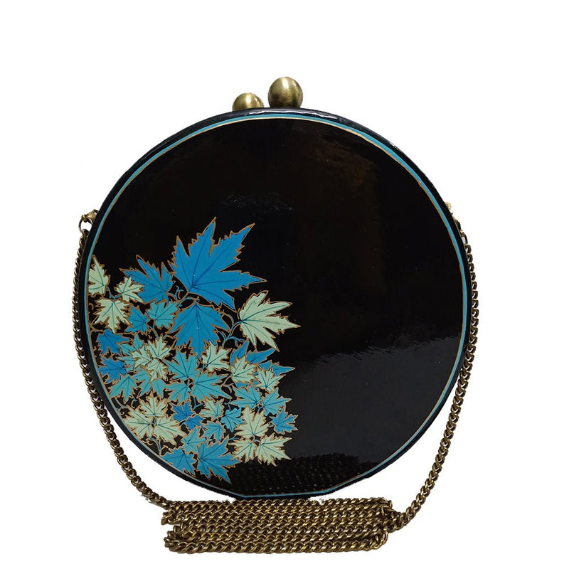 Buy Blue Chinar Round Paper Mache Clutch