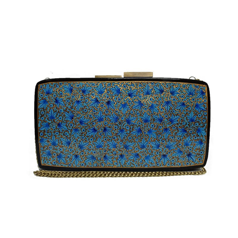 Blure flower paper mache clutch