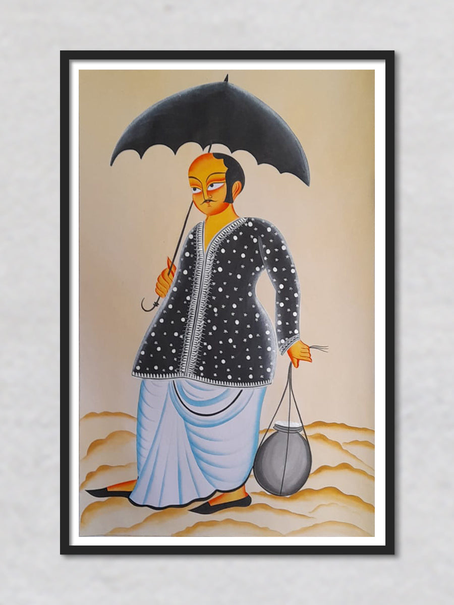 Bengali Babu Kalighat Painting by Uttam Chitrakar