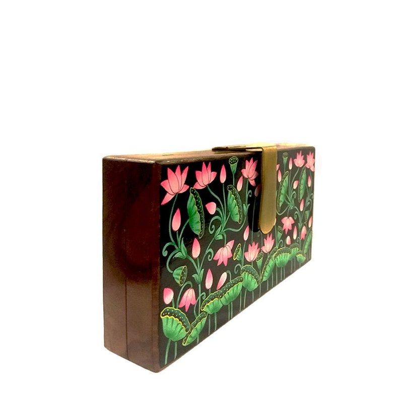 Be Like Lotus, rectangle wood clutch-Women's Wood Clutch