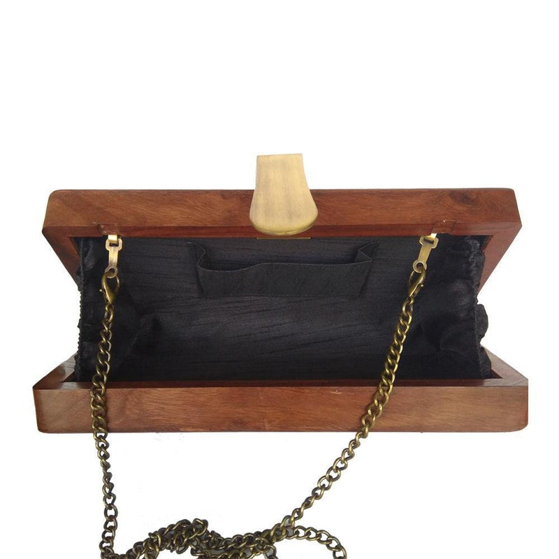 Be Like Lotus, rectangle wood clutch-Women's Wood Clutch