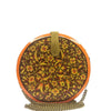 Round wood clutch bag