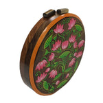 Be Like Lotus, round wood clutch-