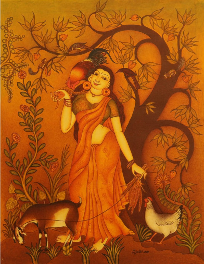 Buy Beauty, Kerala Mural Painting by Jijulal