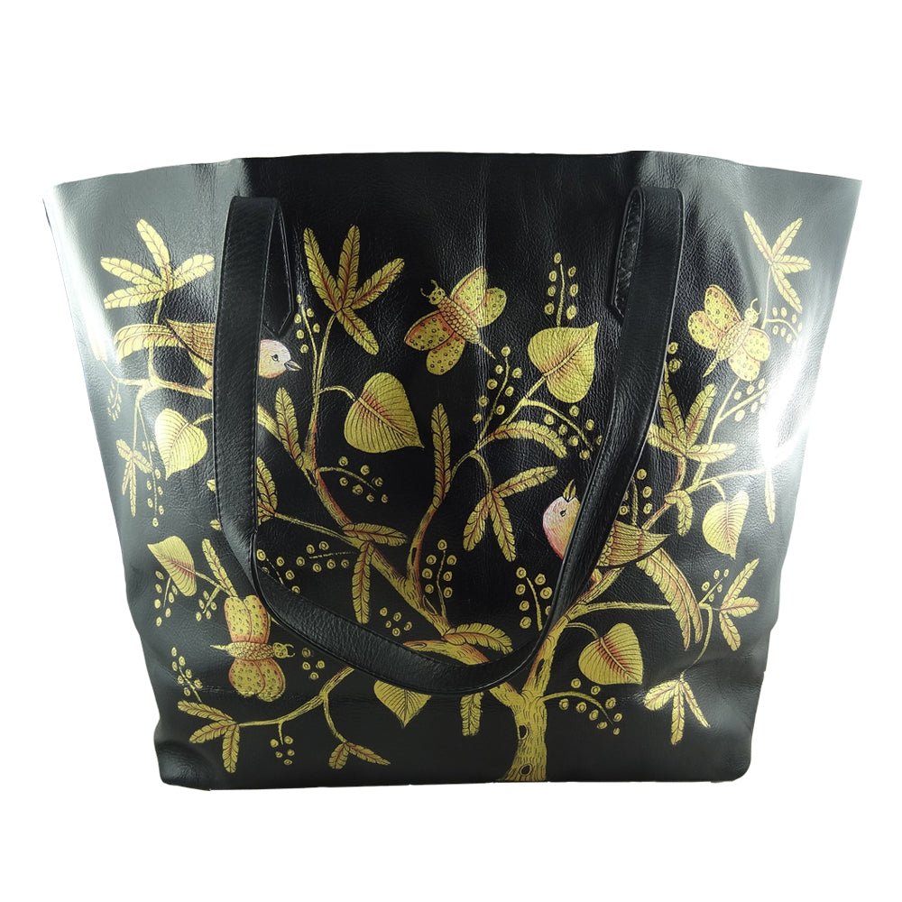 Birds of Feather Golden, BLACK TOTE BAG-LAPTOP BAG