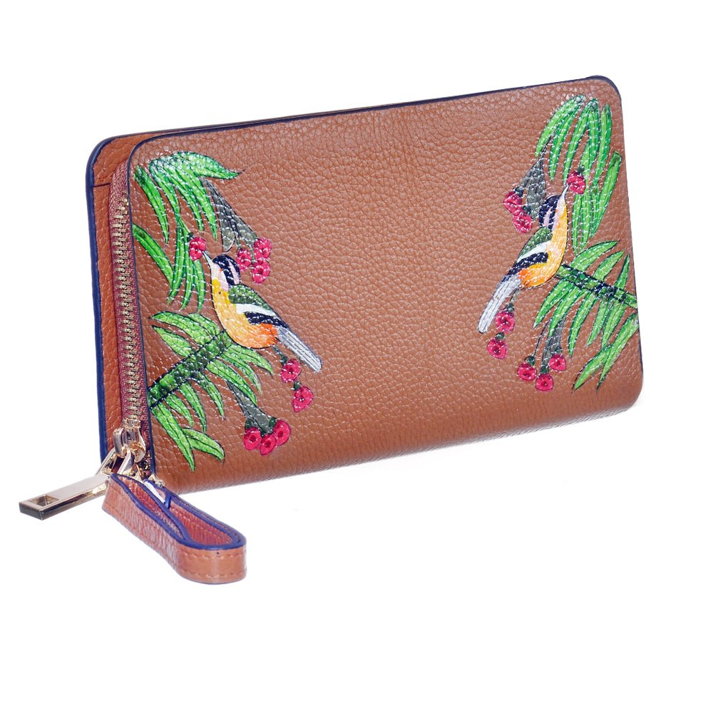 Birds of a Feather, Tan Leather Wallet-