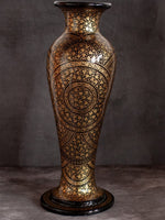 Black and Gold Handcrafted Paper Mache Vase by Riyaz