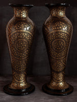 Black and Gold Handcrafted Paper Mache Vase by Riyaz