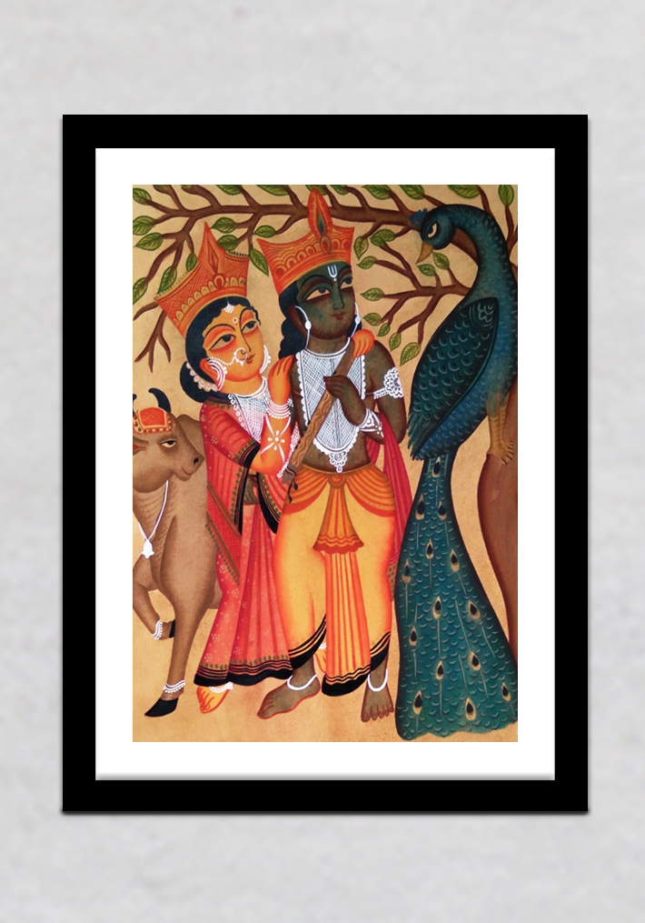 Painting of Krishna Radha in Kalighat style